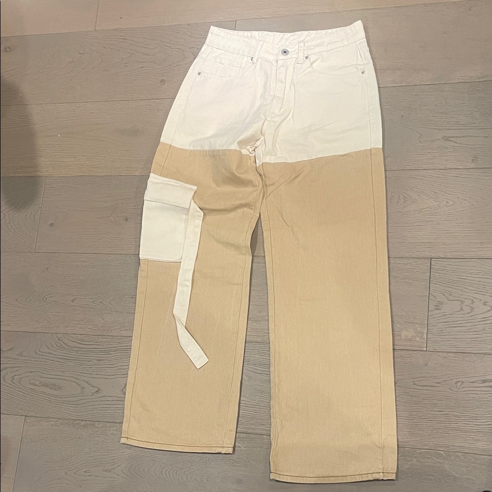 Two-Tone Cream and Tan Women’s Jeans